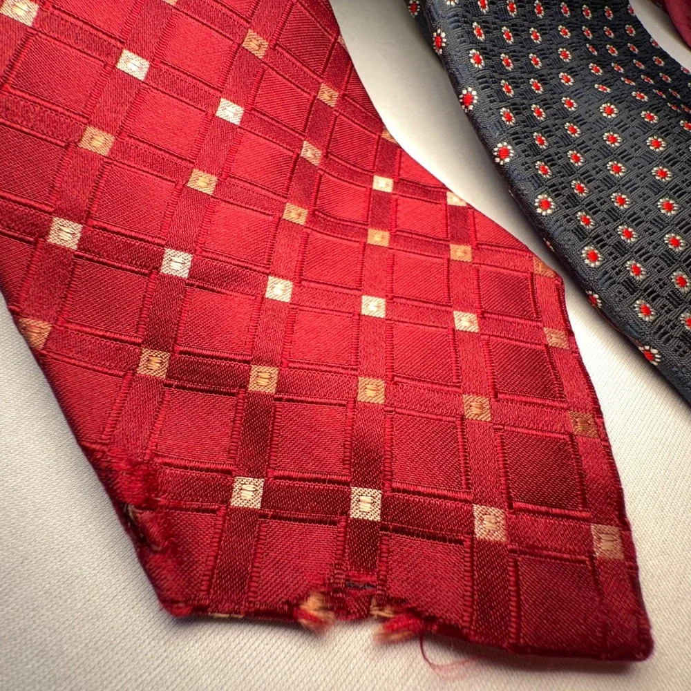 Vintage Christian Dior Cravates Necktie Lot‎ Men OS Red Blue Silk Repair Project